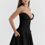 Strapless V-Neck Fishbone Corset Dress