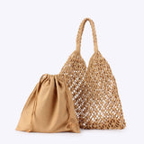 Trendy Woven Beach Bag With Mesh Spacious Interior_Cwab4671