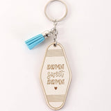 LETTER ENGRAVED WOODEN KEYCHAIN_CWMM0572