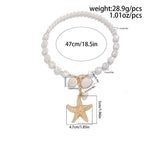 Vintage Holiday Beaded Starfish Shell Necklace_Cwmm3152