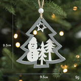 GREY WOODEN HOLLOW CHRISTMAS TREE HANGING ORNAMENT_CWMM9777