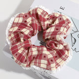PLAID POLKA DOT FLOWER LACE HAIR TIE_CWAHA2260