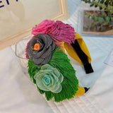 FLORAL FABRIC HEADBAND BOLD TASSEL HAIR ACCESSORY_CWAHA5662