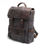 Unisex Cotton Canvas Leather School Backpack_Cwab5529