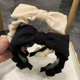 SIMPLE RETRO TOOTHED PLEATED BOW HEADBAND_CWAHA0774