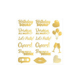 GOLD FOIL BIRTHDAY PARTY METALLIC TATTOO STICKERS_CWMM8251