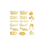 GOLD FOIL BIRTHDAY PARTY METALLIC TATTOO STICKERS_CWMM8251