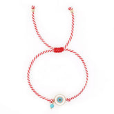White Eyes Turquoise Red And White Rope Bracelet_Cwmm3797
