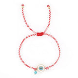 White Eyes Turquoise Red And White Rope Bracelet_Cwmm3797