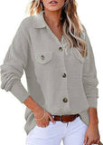 Waffle Knit Jacket Casual Button-Down Shirt