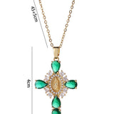 Zirconia Pendan Virgin Mary Cross Necklace_Cwmm5867