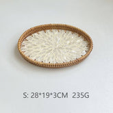 RATTAN OVAL FRUIT TEA SHELL TRAY STORAGE BASKET_CWMM4500