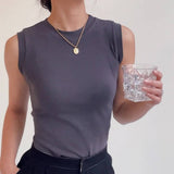 PURE COTTON ROUND NECK BASIC BOTTOMING TANK TOPS_CWTTK0800