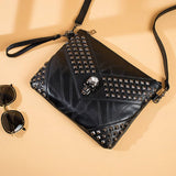 SKULL RIVET LARGE CAPACITY CLIP BAG CLUTCH BAG_CWAB1470