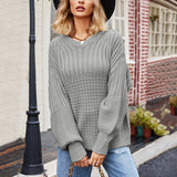 Solid Color Crew Neck Plus Size Pullover Sweater