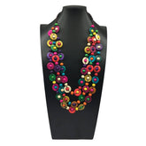 HAND WOVEN COCONUT SHELL WOOD ROUND BEAD NECKLACE_CWMM4555