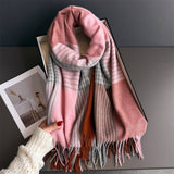 Colorblock Plaid Tassel Scarf Wrap For Winter_Cwasc03275