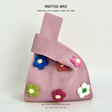 Cute Colorful Flower Knitted Single-Shoulder Bag