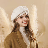 OFF WHITE FLAT CAP IS SUITABLE FOR AUTUMN WINTER_CWAH1982