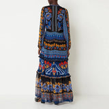 Vintage Long-Sleeved Printed Cake Fashion Dress