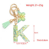 GREEN BUTTERFLY RESIN LETTER KEYCHAIN WITH GLITTER_CWAB5079