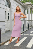Square Collar Tight Fish Tail Extra Long Dress