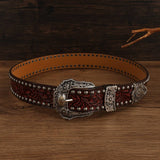 Vintage Distressed Rivet Embossed Belt_Cwmm3957