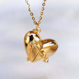 OPEN AND CLOSE HEART PENDANT CLAVICLE NECKLACE_CWMM3904