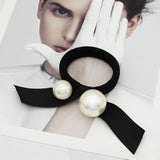 Pearl Lace Houndstooth Bow Hair Tie_Cwaha08049
