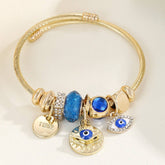 Trendy Gold Steel Bracelet With Enamel Charm_Cwmm8595