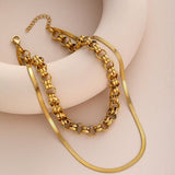 ROUND DOUBLE LAYER SOLID SIMPLE 18K NECKLACE_CWMM3684