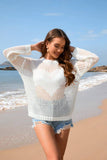 Vacation Solid Color Crew-Neck Love Beach Smock