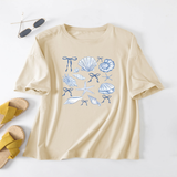 CUTE BOW PRINT T SHIRT FOR WOMEN SHELL NECKLINE_CWTTS1465