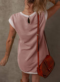 Womens Colorblock Pocket Sleeve Mini Dress