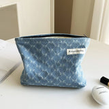 Denim Makeup Bag Large Pillow Handbag Travel Pouch_Cuab00702