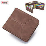 ANTI THEFT BRUSHED COWHIDE SHORT LEATHER WALLET_CWAB3788