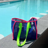 Mesh Contrast Color Beach Travel Storage Bag_Cuab00461