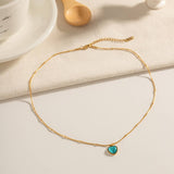 SMALL FRESH CATS EYE STONE SIMPLE NECKLACE_CWAJE1423