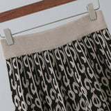 Vintage Leopard Print Contrast Knit Skirt