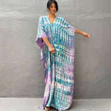 Tie-Dye Caftan Beach Cover-Up Loose Resort Robe_Cwmm6139