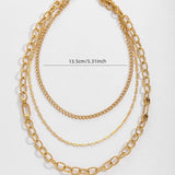 LAYERED STAINLESS STEEL 18K GOLD PLATED NECKLACE_CWMM3691
