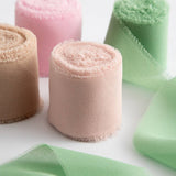 HAND TORN RAW EDGE CHIFFON RIBBON SNOW YARN_CWMM5787