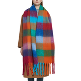 PLAID PATTERN FRINGE TRIM WINTER SCARF_CWASC2691