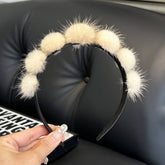 CUTE REAL MINK FUR BALL HEADBAND FUR HEADDRESS_CWMM2529