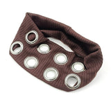 Wide Punk Fabric Headband With Metal Eyelets