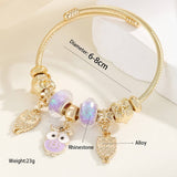Trendy Gold Steel Bracelet With Enamel Charm_Cwmm8595
