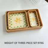 RATTAN COLORFUL SHELL FRUIT TRAY THREE PIECE SET_CWMM4393