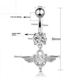 ANGEL WINGS HEART CZ NAVEL RING PIERCING JEWELRY_CWMM9386