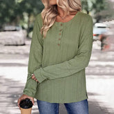 Women Solid Color Long Sleeved Shirt_Cwoswl1520