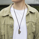ALLOY CAMERA PENDANT LONG COWHIDE NECKLACE_CWMM4589